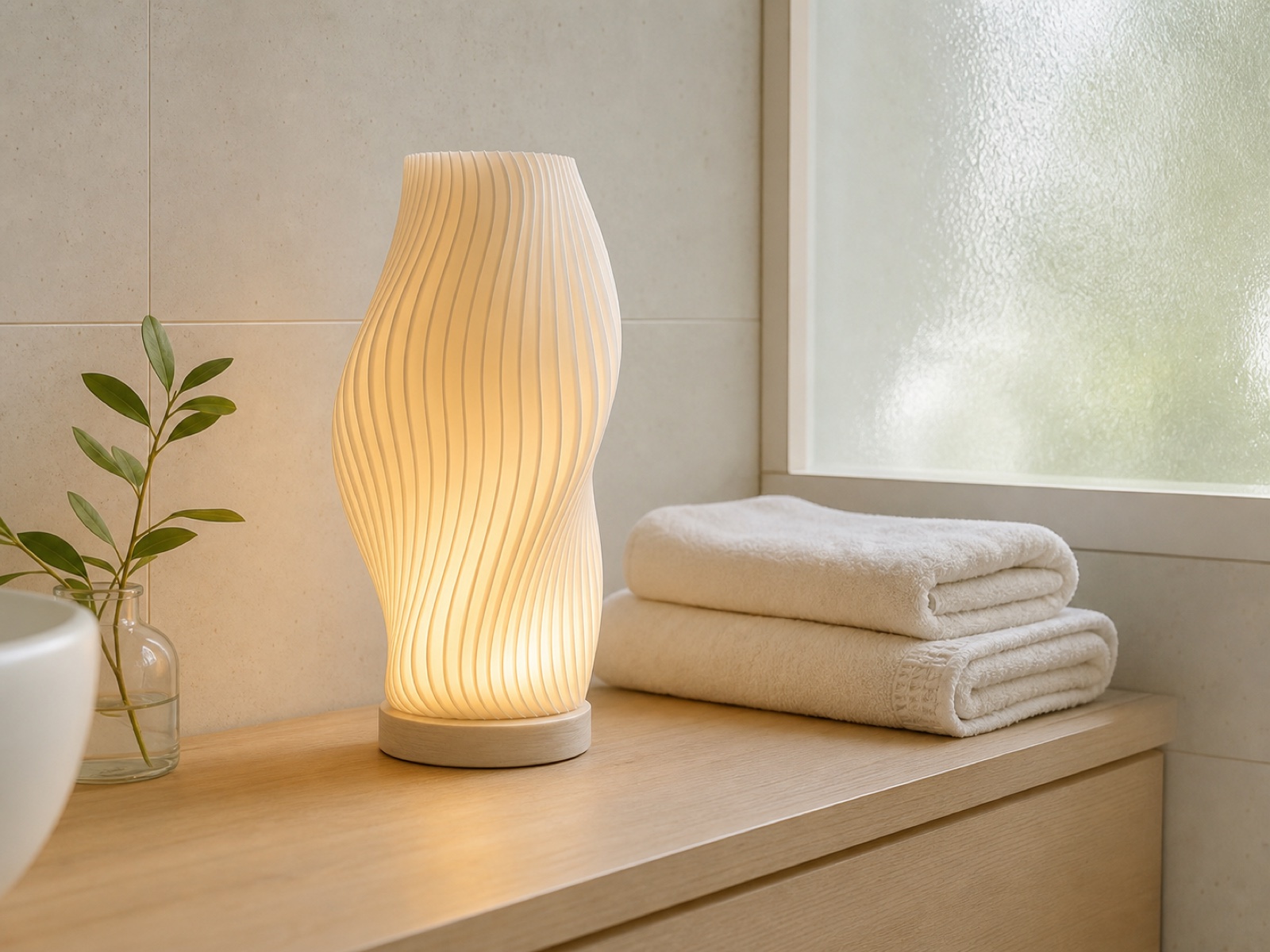 Luminária Onda em ambiente claro